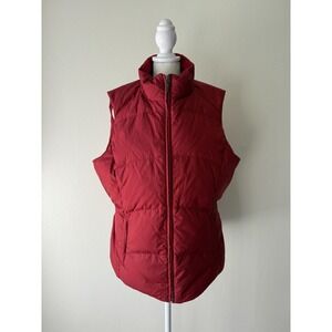 Eddie Bauer Premium Goose Down Vest L Red Puffer Quilted Warm Outdoor Hiking Ski